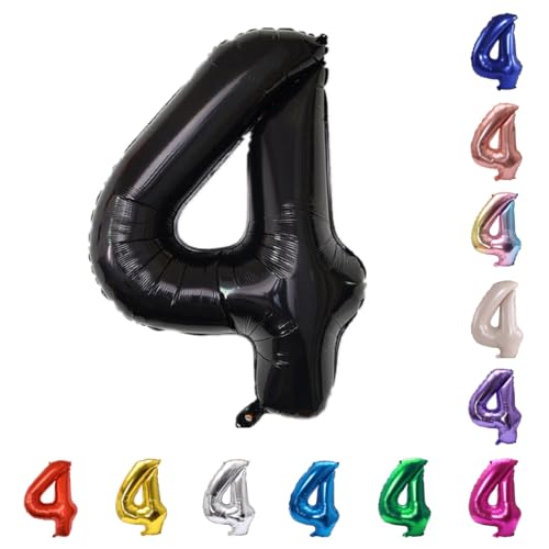 Image of YPSelected 32 Inch Large Foil Helium Number Balloon Birthday Wedding Party 0-9 (Black, 4)