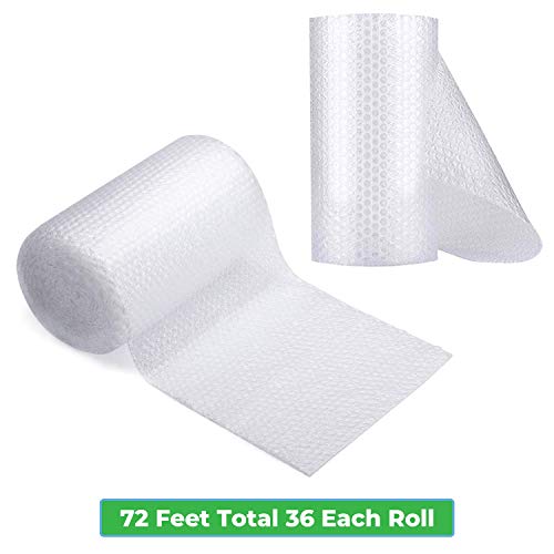 Usa Made Air Bubble Cushioning Wrap Roll For Heavy-Duty Packing [12 Inch X 72 Feet Total, Perforated Every 12], 2 Pack 36 Each Roll. (30 Fragile Stickers Included) (12"X72' / 2 Rolls) #TOP2