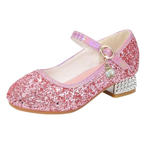 Betadog Girls Sandals Kids Glitter Bow Dress Shoes Heel Sequins Princess Sandals Toddler Flower Wedding Party Shoes (Pink-j, 1.5)