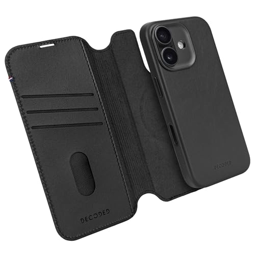 DECODED Coque pour iPhone 17, 2-en-1, Détachable, Cuir ECCO Premium, Compatible avec MagSafe, Magnétique, Protection Caméra, Bouton Camera Control, Anti-Rayures, Noir