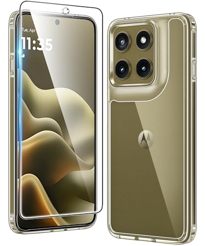 Image of FNTCASE for Motorola Edge-2026 Clear Case: Military Grade Drop Protection with Screen Protector Anti Yellowing Cell Phone Cover - Rugged Shockproof Protective Bumper Transparent Phonecase