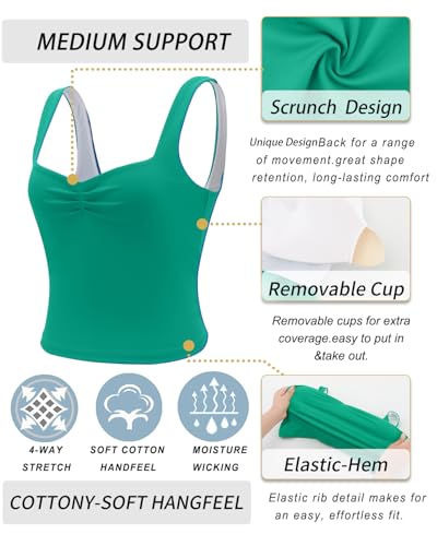 Image of RUNNING GIRL Workout Tank Tops with Built in Bras for Women,Criss-Cross Back Medium Support Sports Bras for Women