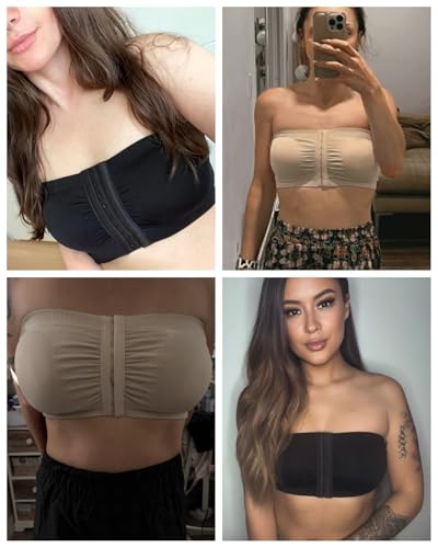 Image of Strapless Bra for Women Front Closure Non-Slip Wireless Bandeau Bra Padded Bandeau Tube Top 2026