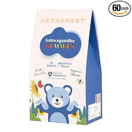 VEDASNEST Ashwagandha Multivitamin Jelly Gummies for All Ages- Energy Booster Relax. Restore. Unwind 30 Vegetarian Gluten-Free Gummies (100g)
