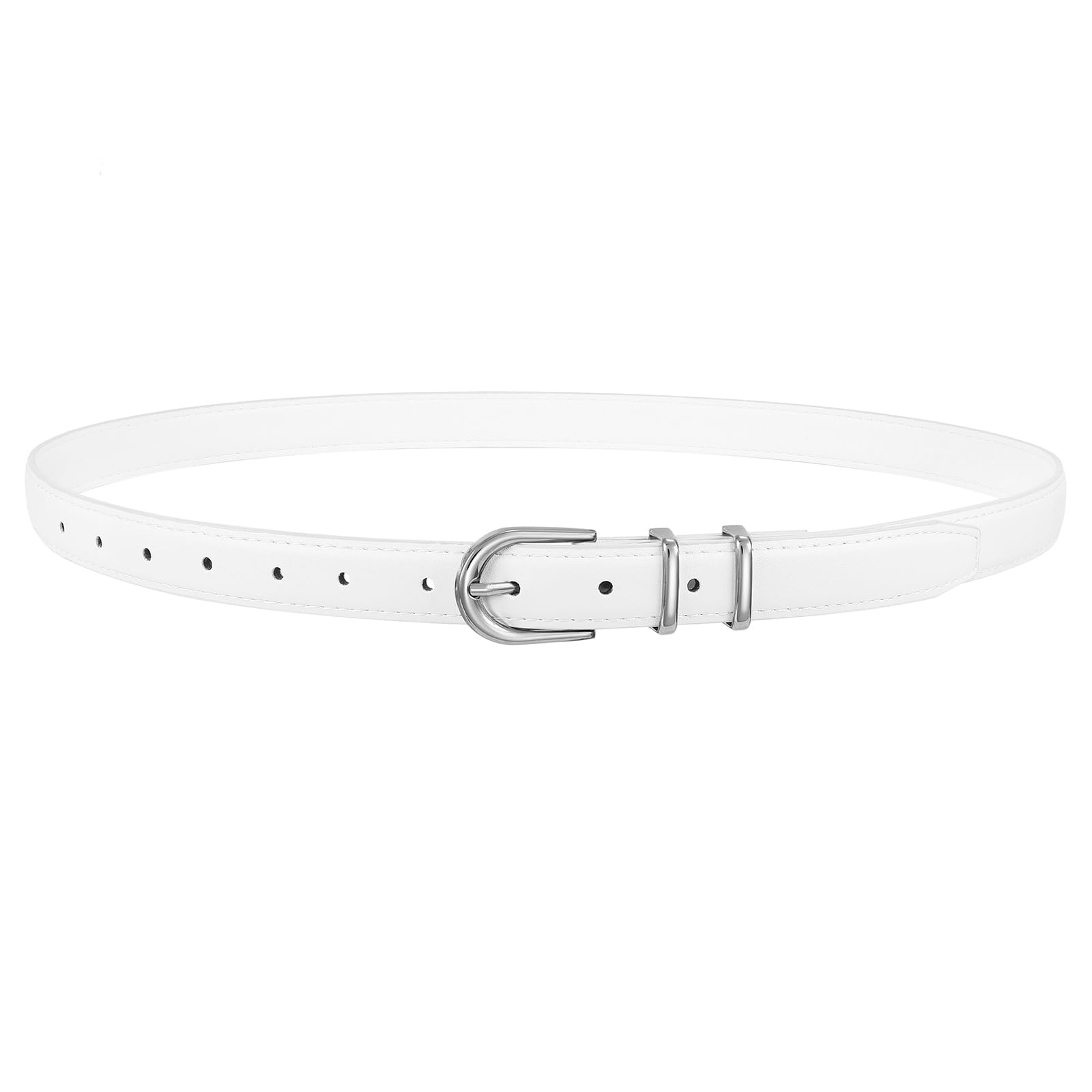 JASGOOD Women Skinny Leather Belt for Jeans Pants Fashion Ladies Thin Belt for Dress with Gold Single Prong Buckle