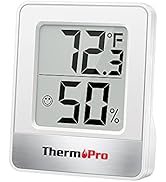 ThermoPro TP49-W Mini Hygrometer Thermometer with Large Digital View Indoor Thermometer Humidity ...