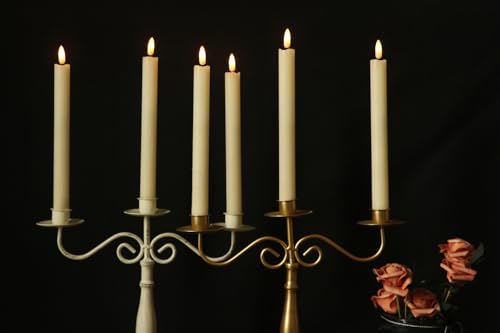 Image of Flameless Taper Candles Battery Operated Flickering Flame, Real Wax LED Flameless Candlesticks with Remote Timer, 8PCS Ivory Long Candles for Home Decor(9.64 x 0.78 Inch)