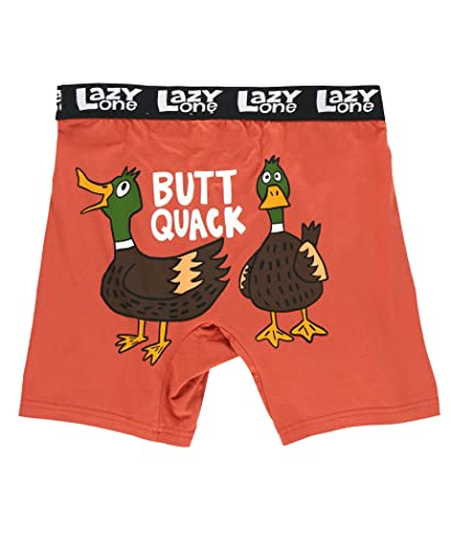Lazy One Funny Animal Boxer Briefs for Men, Underwear for Men, Comical, Ducks (Butt Quack, Large)