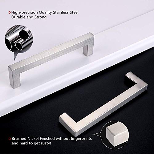 Homdiy 96Mm Cabinet Pulls Brushed Nickel Cabinet Handles J12Sn Drawer Handles Square Drawer Pulls For Kitchen Cupboard Door, Bedroom Dresser Drawer Bathroom Wardrobe Hardware 45 Pack #TOP2