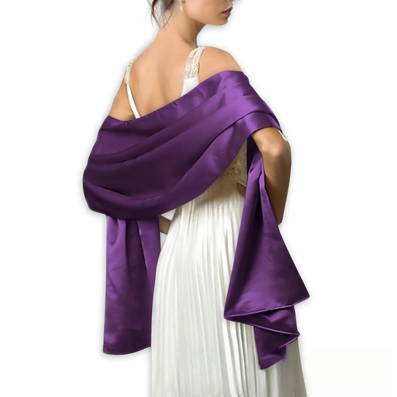 Womens Satin Shawls And Wraps For Evening Dresses, Sheer Chiffon Women Elegant Soft Silky Wraps Wedding Bridal Scarf4