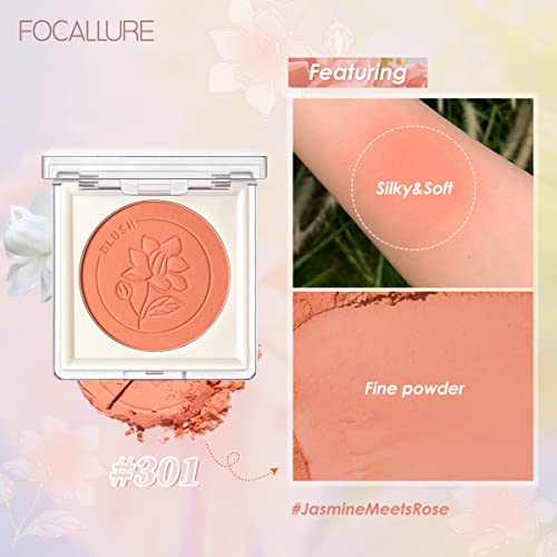 Focallure Powder Palette Blush, Matte Mineral Blush Powder, Bright Shimmer Face Blush Makeup, Contour And Highlight Blush Palette, Highly Pigmented, Long Lasting, Waterproof, Blendable, 202 #TOP4