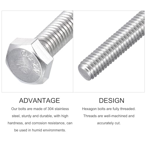 Image of METALLIXITY Hex Bolts (M6-1x30mm) 20Pcs, 304 Stainless Steel Coarse Fully Threaded Hex Head Screw Bolt Machine Screws - for Furniture Repair, Silver