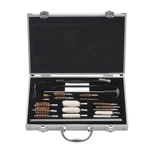 Peosaard Kit de Limpieza de Pistola, Kit de Limpieza de Pistola (25 Piezas) práctica con Estuche de Aluminio, Universal Profesional portátil Liviana para la mayoría de los Kits