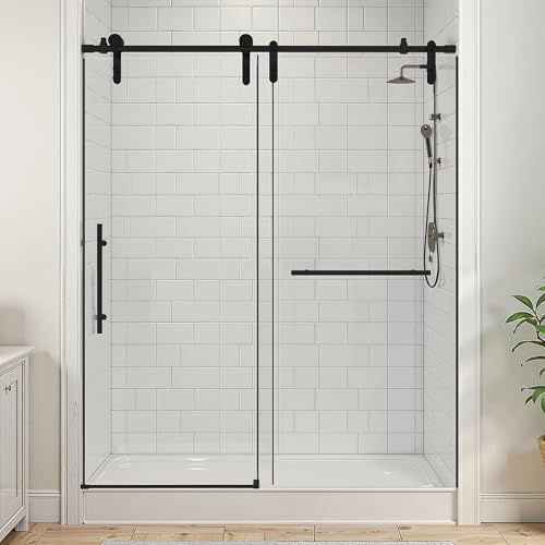 Lyngins Shower Door 56-60' W * 76' H Glass Shower Door Single Sliding Frameless Shower Doors with...
