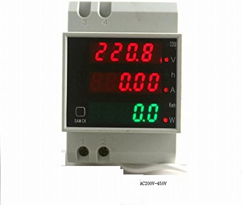 AC 200-450V 0-100.0A Din Rail LED Voltmeter Ammeter Red Blue Display Active Power Factor Energy Meter Voltage Volt Current Meter
