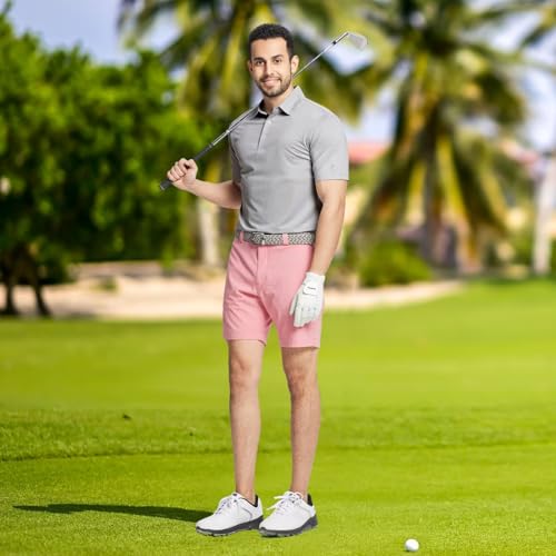 Rouen Mens Golf Shirts Short Sleeve Quick Dry Breathable Active Heather Jacquard Regular Fit Casual Polo Shirts for Men2