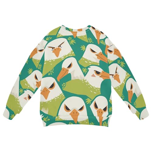 JUNZAN Cute Cartoon Albatross Head Green Kids Boys Sweatshirts Hoodies Fleece Fall Tops Shirts Camping 4T2