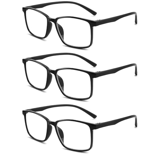 LANLANG 3-Pack Reading Glasses for women men with black frame Clear Lens PC frame +2.0