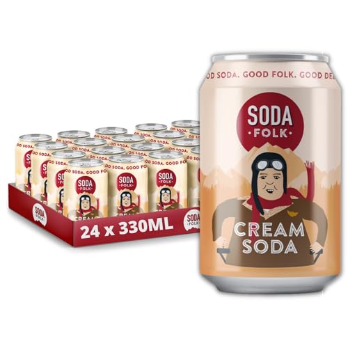 Soda Folk Cream Soda American Style Fizzy Drinks Real Maple Syrup Sweet Refreshing Soft Drink The Prime Drink Nostalgic Flavours Gluten Free & Vegan (24 x 330ml Cans)