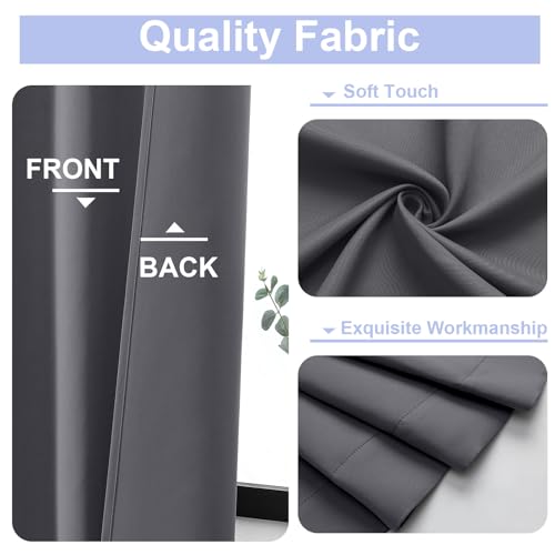 Simplebrand Ava Grey Blackout Curtains for Bedroom 90 Inches Long 2 Panels Set, Solid Privacy Energy Saving Living Room Window Treatment Curtains Blackout Drapes, W50 x L90 Inch, Grey