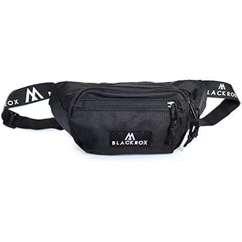 BLACKROX Belt Bag Bum Bag Unisex Waist Bag Money Belt Sports & Fitness Women & Men Waterproof Sports Bag Outdoor Running Belt Waist Bag Hiking Travel Black Cover
