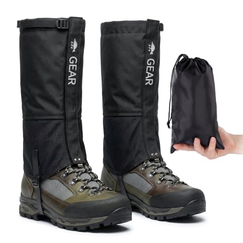 Little World Leg Gaiters, 620D Nylon Waterproof Hiking Gear for Men & Women - Adjustable Boot Gaiters for Hiking, Walking, Climbing, Hunting, Skiing, M