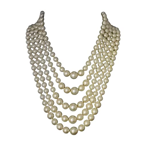 THE OPAL FACTORY Glass Moti Traditional Rajasthani Semi Precious Sea Pearl Imitation Five Layer Necklace Mala In White And Gold For Women And Girls (B08KWF2ZST) Amazon Price History, Amazon Price Tracker