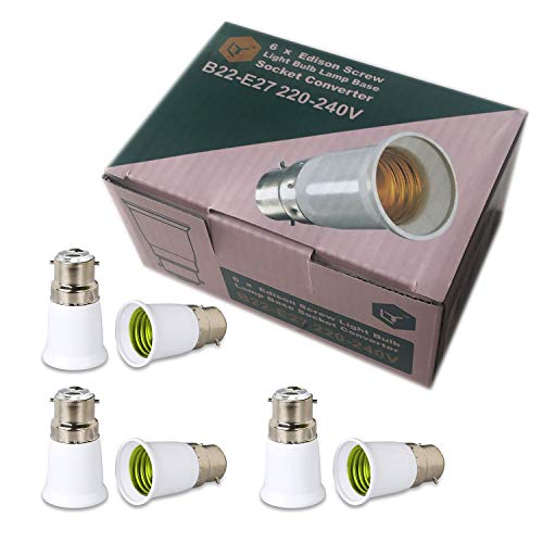 Lot de 6 douilles convertisseuses d'ampoules de douilles à baïonnettes avec couvercle BC B22 en douilles E27 ES Edison à vis - Pour ampoules de 220 à 240 V