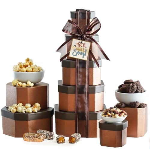 Get Well Basket Tower – Care Package with Gourmet Snacks for Women & Men, After Surgery...