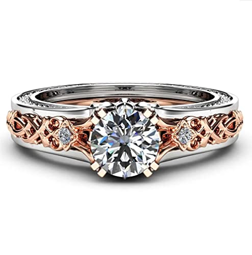 Vintage 2.8 Ct Round Cut White Diamond Solitaire Filigree Antique Design Two Tone Wedding Engagement Ring for Women, 925 Sterling Silver Two Tone Gold Finish3