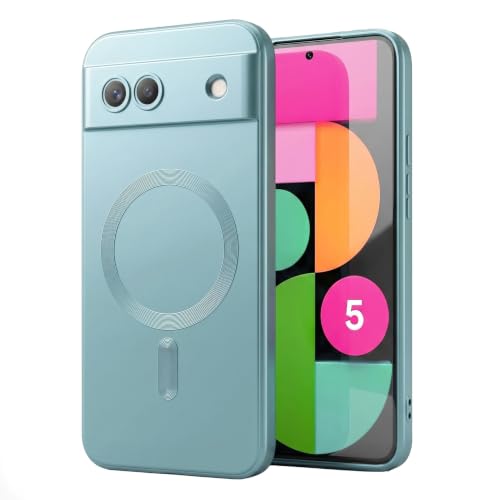 Image of amazon basics Premium Mag-Safe Case for Google Pixel 8A | Shockproof & Anti-Scratch Cover | Soft Silicone with Wireless Charging | Camera Lens Guard - Blue