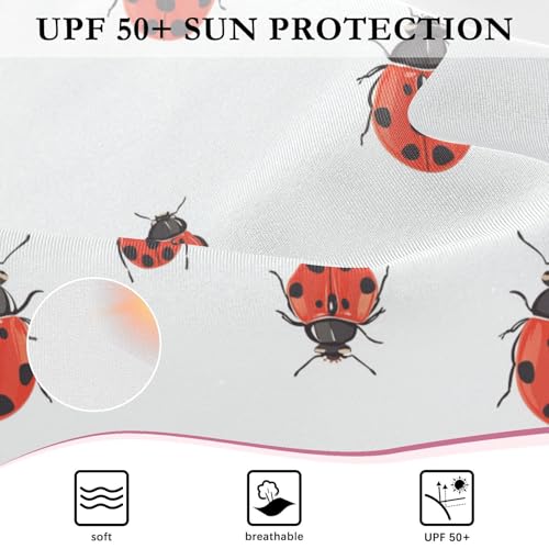 Girls Swimsuit Ladybugs Scarab Long Sleeve One Piece Bathing Suit for Kids UPF 50+ Rash Guard Swimwear 3-124