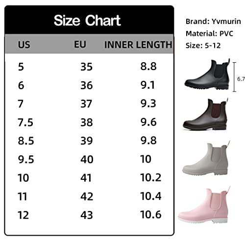 Yvmurain Women's Short Rain Boots Waterproof Work Shoes Lightweight Anti Slip Garden Shoes Rubber Ankle Chelsea Booties #TOP6