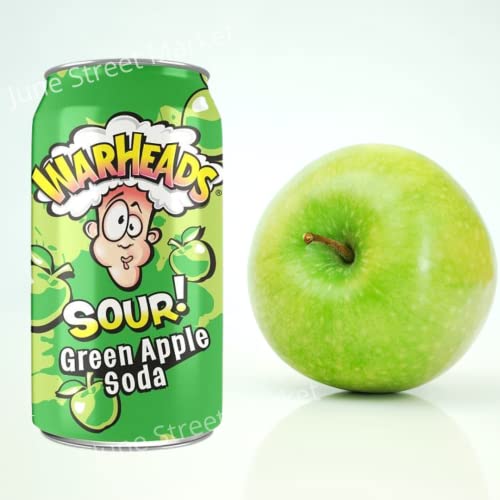 Warheads Sour Soda Pop Variety 5 Pack | 12 Oz. Cans | With (1) June Street Market Blank Recipe Card (Style May Vary) #TOP2