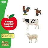 schleich FARM WORLD | Bauernhof Starterset 42729 | Spielset mit Ziege, Kuh, Schaf & Hahn | detailgetreue Tierfiguren & Sammelfiguren | Bauernhof Spielzeug ab 3 Jahren | schleich Tiere Set aus 4 Teilen