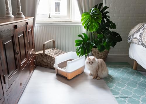 Caja de arena para gato Iris Ohyama beige, fácil de limpiar miniatura 2