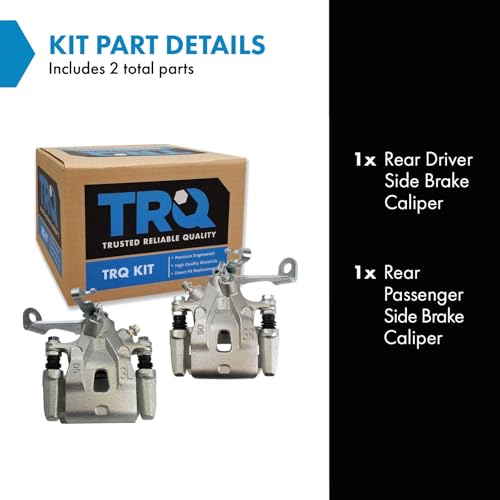 Image of TRQ Rear Driver and Passenger Side Brake Caliper Set Caliper Brackets Hardware Compatible with 13-15 Mazda CX-5