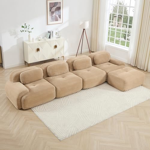 Image of Corduroy Modular Sectional Sofa, Oversized Cloud Couches for Living Room