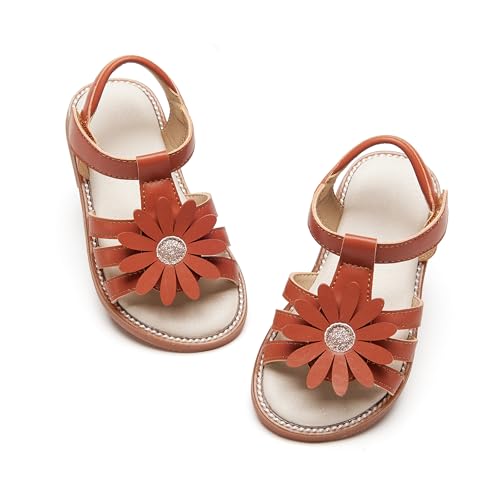 Image of PHIRAMIN Toddler Girl Sandals - Flower Girl Dress Shoes Open Toe Little Kid Flats