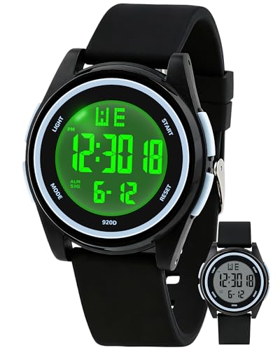 Image of Juboos Digital Watch Men Women 50M Waterproof Sports Military | Large Face Wirstwatch with Stopwatch, Alarm, LED Backlight, 12 /24H, Date, Week, Hourly Chime