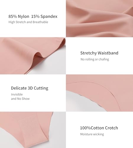 Image of SHARICCA Women Seamless Cheeky Bikini No Show Panties Ladies Invisible Breathable Briefs Soft Stretch Underwear Multi Pack