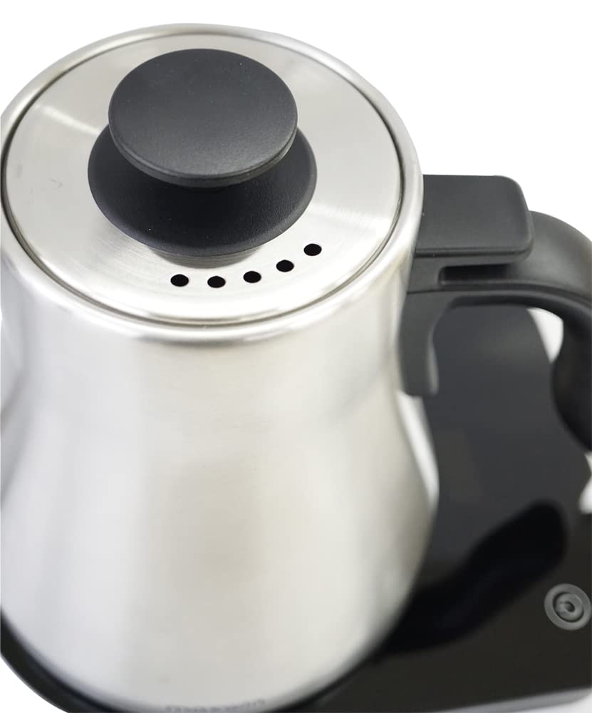 MAXWIN Bollitore Elettrico 1 litro Piccolo con Temperatura Regolabile,Bollitore da Caffè a Collo di Cigno in Acciaio Inox,Display LED,Riscaldamento Rapido 1000W,Timer Integrato