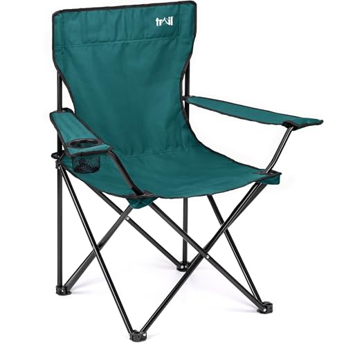 Trail Teal Camping Chair Lightweight Folding Cup Holder Carry Bag 100kg Capacity