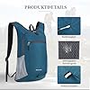 BECOJADDE 15L Faltbarer Rucksack Kleiner Wanderrucksack Leicht Tagesrucksack Damen Herren Daypack Wasserfest Reiserucksack für Outdoor Wandern Reisen Städtetrips, Türkis #3