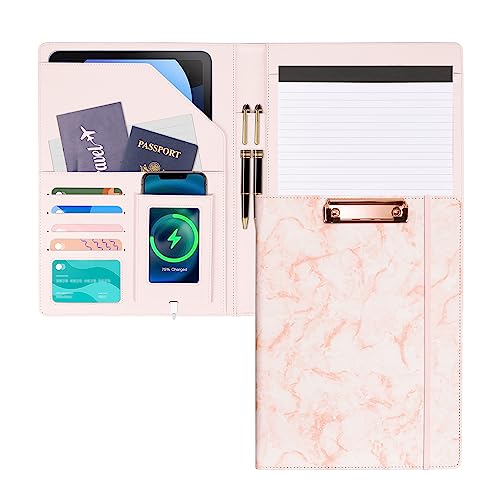 Porte-bloc en cuir rose porte-document A4 organiseur de bureau avec bloc-notes