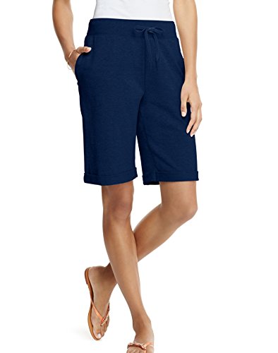 Hanes Women`s French Terry Bermuda Short, 4358, XL, Navy