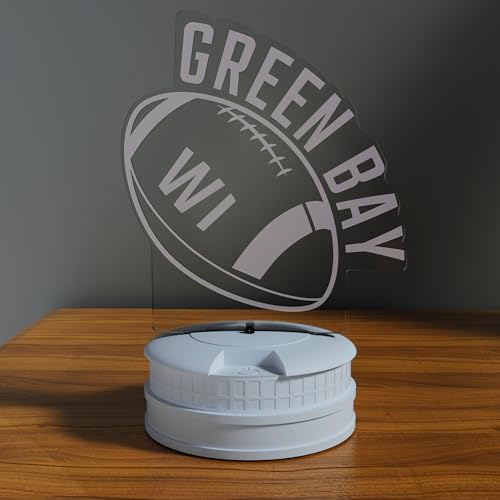 Image of CLORURBANLIVE 3D Football Green Bay Night Light 3D Illusion Lamp with Remote Control 16 Color Options Sports Decor Lighting for Fans - Multicoloured OneSize