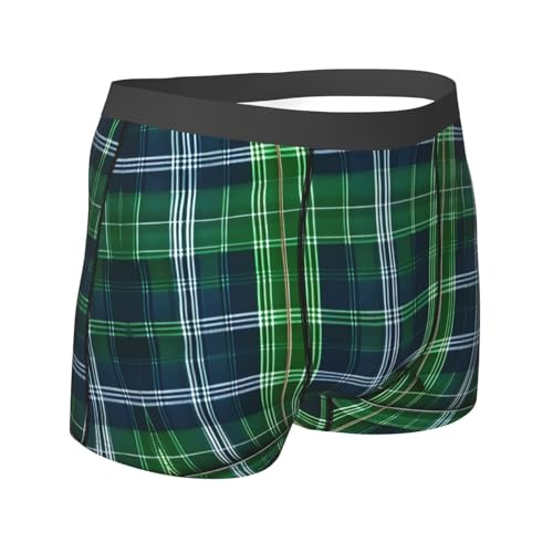 Blue Scottish Tartan print Mens Underwear Boxer Briefs Breathable Soft Moisture Wicking with Fly Underwear for Men3