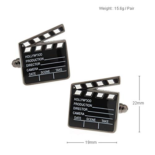Mancuernillas negras para hombre KnBoB con diseño de claqueta miniatura 5
