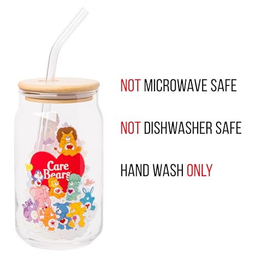 Image of Silver Buffalo Care Bears Heart Cousins Treat Pig, Glass Jar Tumbler, 16oz